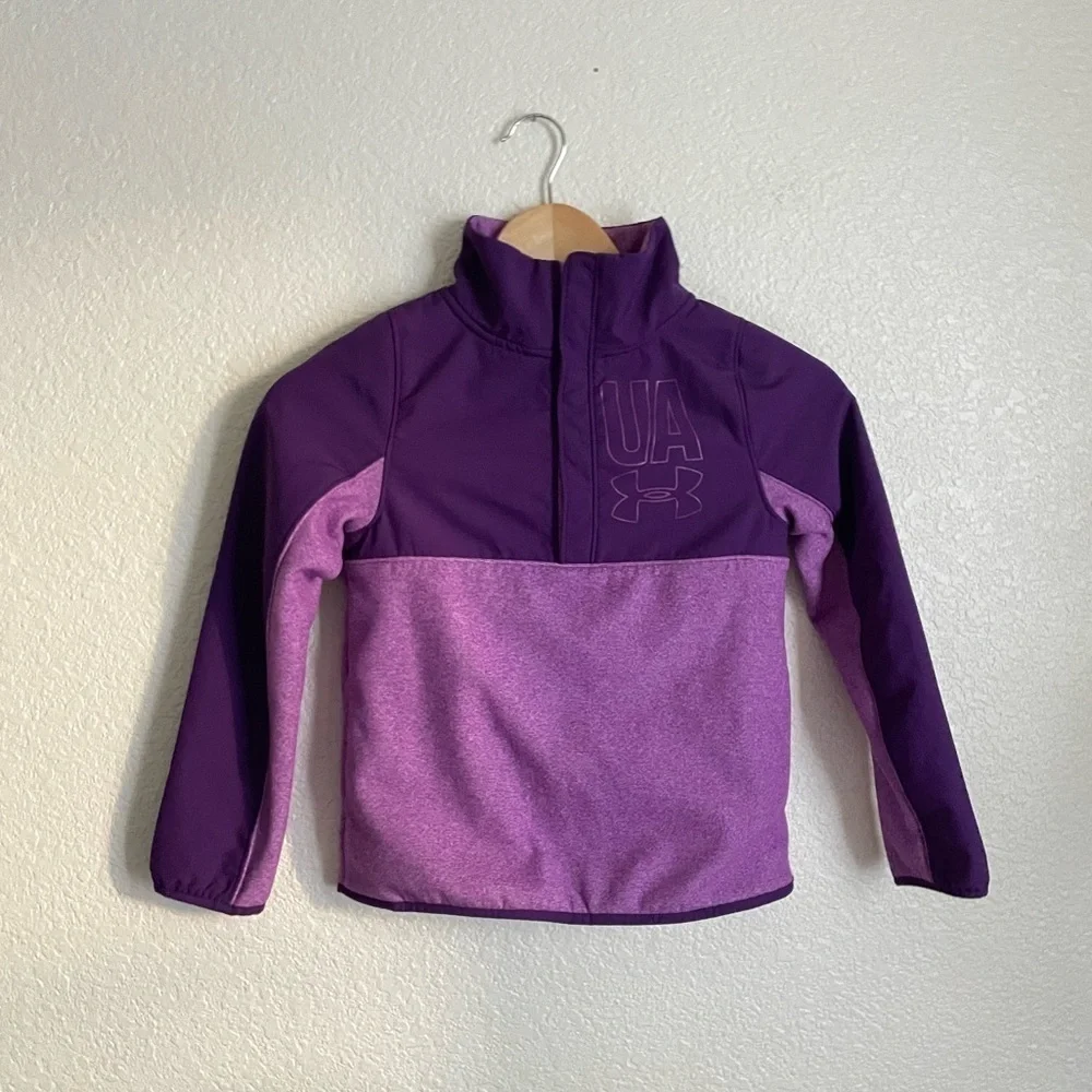Under Armour UA Girls Cold Gear Phenom Fleece 1/2 Snap Pullover S Purple Rave